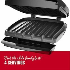 Coupon ❤️ George Foreman GR340FB 4-Serving Classic Plate Electric Indoor Grill And Panini Press, Black 🎁