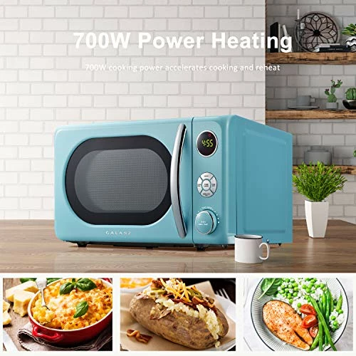 Best Pirce ๐คฉ Galanz GLCMKA07BER-07 Retro Microwave Oven, LED Lighting, Pull Handle Design, Child Lock, Bebop Blue, 0.7 Cu Ft ๐ฅ - Image 3