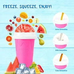 Best Sale β¨ Nareky Slushy Cup Slushie Cup, Slushy Maker Cup, Quick Frozen Magic Squeeze Cup, Double Layer Slush Cup Squeeze, For Kids Homemade βοΈ Summer DIY Milk Shake Ice Cream Maker(Pink) β¨