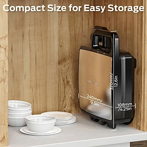 Top 10 ๐ Elechomes Waffle Maker With Removable Plates, 4-Slice Belgian Waffle Iron, Anti-Overflow Nonstick Grids, Browning Control, Indicator Light, Compact Design, Recipes Included, Stainless St ๐ฅ - Image 5