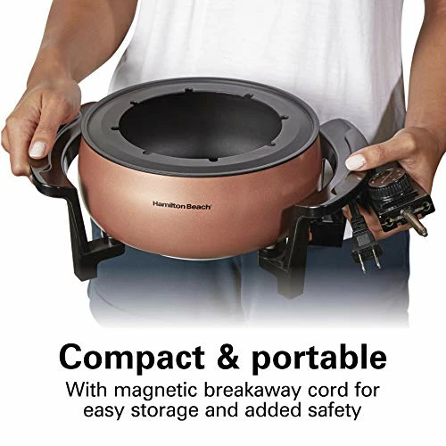 Budget 😉 Hamilton Beach 3 Quart / 2.8 Liter 3QT Copper Electric Fondue Pot Set With Temperature Control, 6-Color Coded Forks, For Cheese, Chocolate, Hot Oil, Broth (86201) ✔️ - Image 7