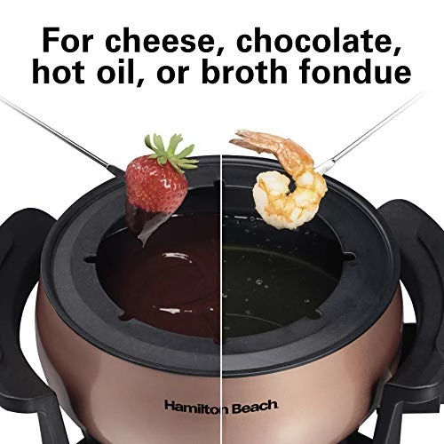Budget 😉 Hamilton Beach 3 Quart / 2.8 Liter 3QT Copper Electric Fondue Pot Set With Temperature Control, 6-Color Coded Forks, For Cheese, Chocolate, Hot Oil, Broth (86201) ✔️ - Image 2