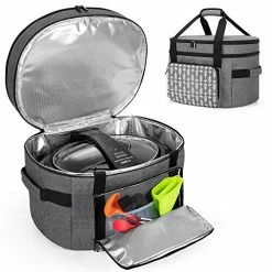 Budget 🛒 YARWO Slow Cooker Travel Bag With Bottom Board Compatible With Crock-Pot And Hamilton Beach 6-8 Quart Oval Slow Cooker, Double Layers Slow Cooker Carrier, Gray With Arrow (Bag Only, Patent Pending) 🥰