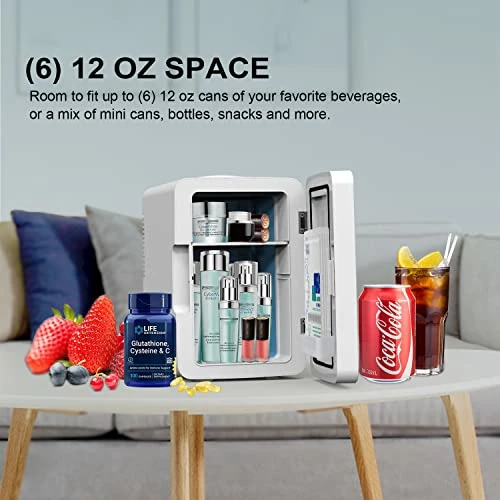 Cheapest ⭐ Living Enrichment Mini Fridge 6L Capacity, Portable Small Refrigerator Cooler Or Warmer, AC DC Powered, Skincare Fridge With Mirror Door, For Food, Cosmetics, Home, Office And Car - W ✔️ - Image 2