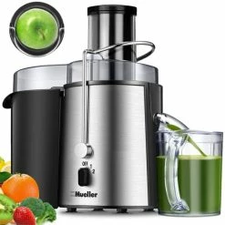 Promo 🎁 Mueller Austria Mueller Juicer Ultra Power, Easy Clean Extractor Press Centrifugal Juicing Machine, Wide 3" Feed Chute For Whole Fruit Vegetable, Anti-drip, Large, Silv 👍