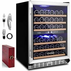 Best reviews of 🤩 VINERIE Premium 24 Inch Wine Cooler Refrigerators, 46 Bottle Dual Zone Built-in Or Freestanding Fridge With Upgrade Compressor & Tempered Glass Door, 41F-73F Digital Temperature Control 😀