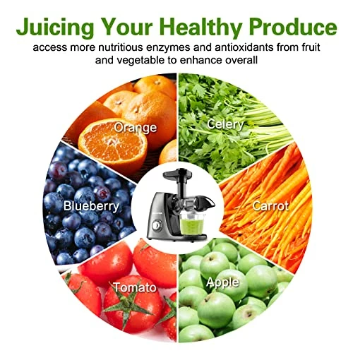 Discount ⭐ Aucma Slow Juicer Machine, Cold Press Juicer With Quiet Motor And Reverse Function, Masticating Juicer Machine With Brush Recipes, Juicer Extractor For High Nutrient Fruit Vegetable Juice (Dark Grey) 🎁 - Image 4