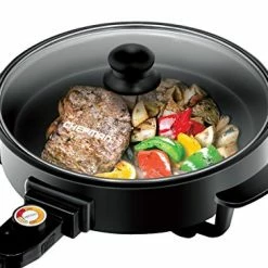 New ⭐ Chefman Electric Skillet - 12 Inch Round Frying Pan With Non Stick 🧥 Coating, Temperature Control, Tempered Glass Lid, Cool-Touch Handles And Knob, Black 🔥