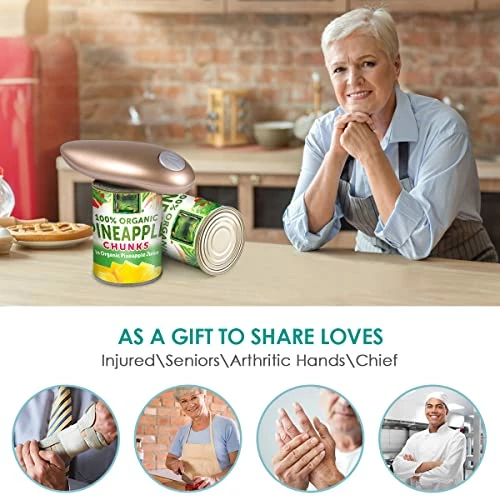 Buy 🔥 Asingleer Electric Can Opener Kitchen, One Touch Automatic Hands Free Magnetic No Sharp Edges Battery Opener, Best Kitchen Gadgets 👩 Women, Arthritis & Seniors, Champagne, 6.61 X 2.87 X 2.05 Inch 🛒 - Image 2