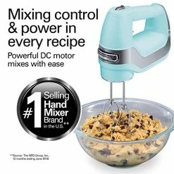 Brand new 🌟 Hamilton Beach Professional 5-Speed Electric Hand Mixer With High-Performance DC Motor, Slow Start, Snap-On Storage Case, Stainless Steel Beaters & Whisk, Mint (62658) 💯