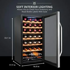 Flash Sale 👏 Ivation 28 Bottle Compressor Wine Cooler Refrigerator W/Lock | Large Freestanding Wine Cellar For Red, White, Champagne Or Sparkling Wine | 41f-64f Digital Temperature Control Fridge Stainless Steel ⌛