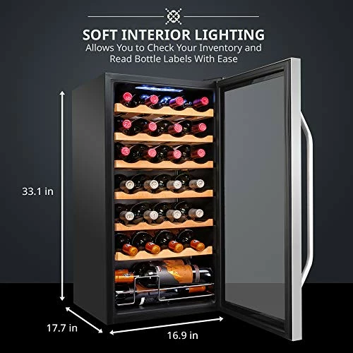 Flash Sale π Ivation 28 Bottle Compressor Wine Cooler Refrigerator W/Lock | Large Freestanding Wine Cellar For Red, White, Champagne Or Sparkling Wine | 41f-64f Digital Temperature Control Fridge Stainless Steel β
