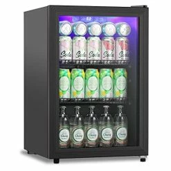 Best Pirce 👏 COWSAR Mini Fridge 2.4 Cu.Ft Beverage Refrigerator Small Wine Fridge 17 Inch Wine Cooler Wine And Beer Fridge With Glass Door For Office Bedroom Black 2.9cu.ft 🔥