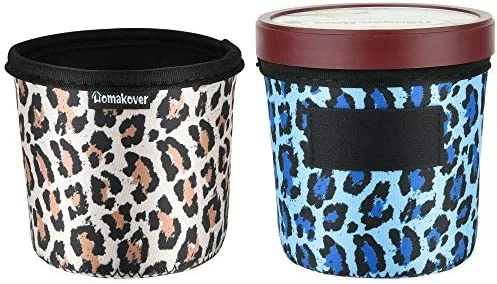 Discount 😉 Homakover 2 Pack Ice Cream And Leopard Pattern Pint Size Ice Cream Sleeves Neoprene Cover With Spoon Holder Cover (Ice Cream (2PCS)) 🔔 - Image 7