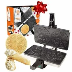 Cheapest โ๏ธ SCS Direct MasterChef Krumkake Baker- Make 2 Homemade Pizzelle Like Cookies, Great For Cannoli Filling & Waffle Cones, Fun Nonstick Electric Iron Press Kitchen Appliance - Holiday Baking Treats, ๐ Christmas Gif ๐ฏ