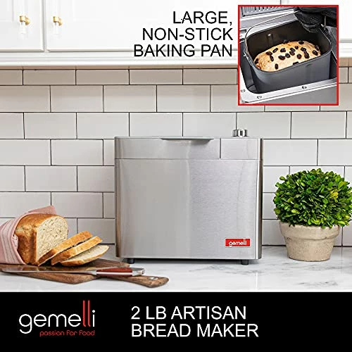 Best reviews of ✨ Gemelli Home™ 2LB Artisan Bread Maker, Stainless Steel W/ Digital Display And 21 Functions, Fruit/Nut Dispenser, 3 Loaf Sizes, 3 Crust Shades, Gluten-Free And Vegan Settings, Non-stick, Includes 22 Recipes 🔥
