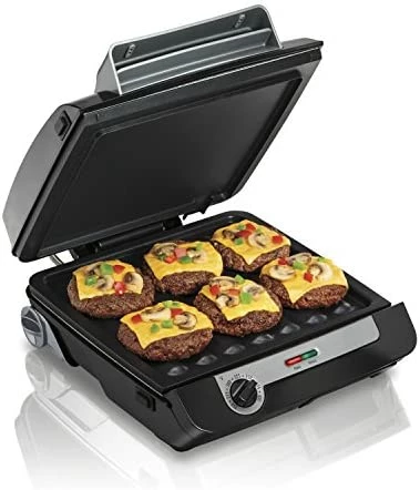 Hot Sale 🌟 Hamilton Beach 4-in-1 Indoor Grill & Electric Griddle Combo With Bacon Cooker, Opens Flat To Double Cooking Surface, Removable Nonstick Plates, Black & Silver (25601) ✨ - Image 8