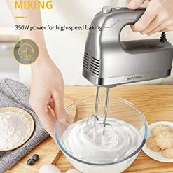 Buy ⭐ SHARDOR Hand Mixer, 350W Handheld Mixer With Storage Case 5-Speed Plus Turbo Hand Mixer Electric With 5 Stainless Steel Attachments(2 Beaters, 2 Dough Hooks And 1 Whisk), Silver Black Stand Mixer 🎉