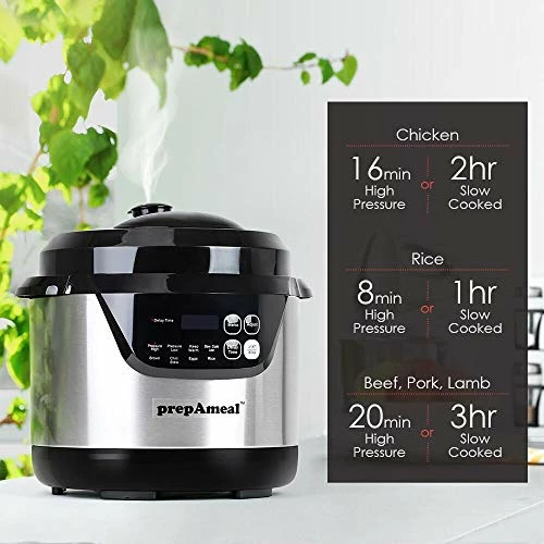 Promo ❤️ PrepAmeal 3 Quart Pressure Cooker 8 IN 1 Multi Use Programmable Instant Cooker Electric Pressure Pot With Slow Cooker, Rice Cooker, Steamer, Sauté, Brown, W 🥰 - Image 5