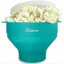 Cheapest 🎁 Original Salbree Microwave Popcorn Popper, Silicone Popcorn Maker, Collapsible Bowl - The Most Colors Available (Aqua) 🔥