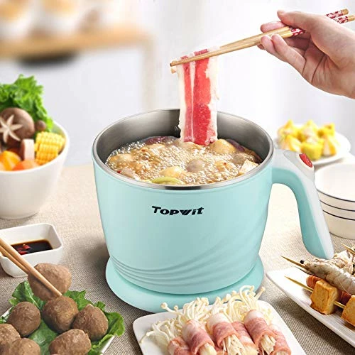 Outlet β Topwit Electric Hot Pot Mini, Electric Cooker, Noodles Cooker, Electric Kettle With Multi-Function For Steam, Egg, Soup And Stew With Over-Heating & Boil Dry Protection, Dual Power, 1.2L, Green π― - Image 4