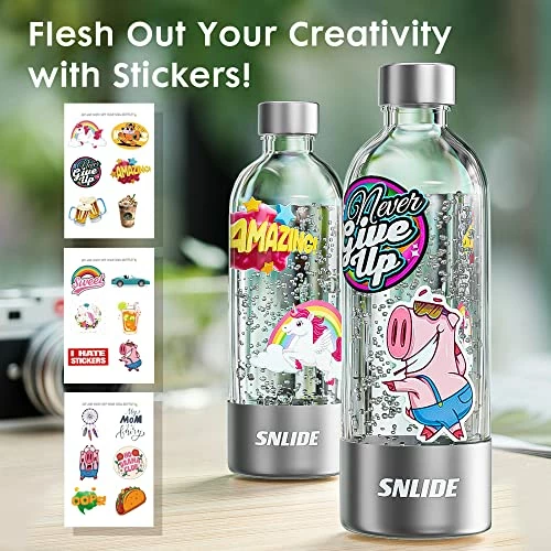 Coupon 🎉 SNLIDE Soda Maker, Soda Water Machine With 1000ML Pet Bottle & DIY Stickers, Easy To Operate, Sparkling Water Maker For Home, With One 60L CO2 Exchange Carbonator ✨ - Image 4