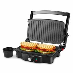 Cheap 🔔 Panini Maker, ISiLER 4 Slice Panini Press Grill, Sandwich Maker Non-Stick 🧥 Coated Plates, Opens 180 Degrees For Panini 😀
