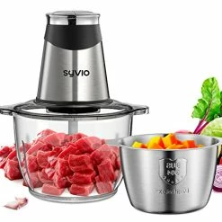 Budget โ๏ธ Syvio Food Processors With 2 Bowls, Meat Grinder 4 Bi-Level Blades, Mini Electric Food Chopper 400W, For Baby Food, Meat, Onion, Vegetables, 2 Speed, 8 Cup And 5 Cup โ