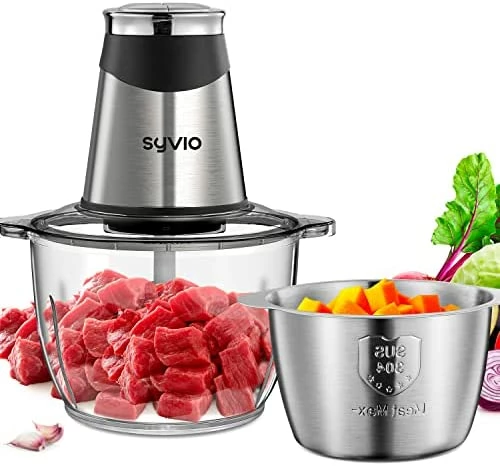 Budget โ๏ธ Syvio Food Processors With 2 Bowls, Meat Grinder 4 Bi-Level Blades, Mini Electric Food Chopper 400W, For Baby Food, Meat, Onion, Vegetables, 2 Speed, 8 Cup And 5 Cup โ - Image 7