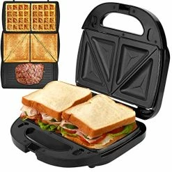 Deals 💯 ORFELD Sandwich Maker, Waffle Maker, Panini Press Grill 3 In 1, With Non-Stick Removable Plates, Fast And Even Heating, Portable Handle, LED Indicator Lights, For Breakfast And 🎅 Christmas Gift, Silver ✔️