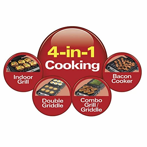 Hot Sale 🌟 Hamilton Beach 4-in-1 Indoor Grill & Electric Griddle Combo With Bacon Cooker, Opens Flat To Double Cooking Surface, Removable Nonstick Plates, Black & Silver (25601) ✨ - Image 2