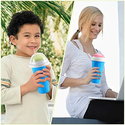 Promo 😉 RELPOM® Slushie Maker Cup, TIK TOK Magic Quick Frozen Smoothies Cup, Cooling Cup, Double Layer Squeeze Slushy Maker Cup, 🎄 Christmas Gifts For Kids (Blue) ⭐ - Image 6