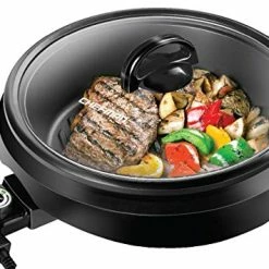 Deals π― Chefman 3-In-1 Electric Indoor Grill Pot & Skillet, Slow Cook, Steam, Simmer, Stir Fry, 10-Inch Nonstick Raised Line Griddle Pan, Temperature Control, Tempered Glass Lid, 3-Quart, Black-Round Black - Round π₯