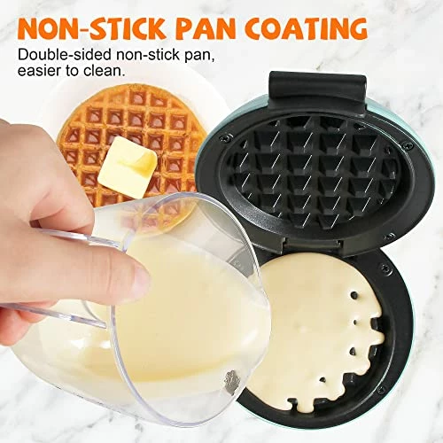 Deals โ CROWNFUL Mini Waffle Maker Machine, 4 Inch Chaffle Maker With Compact Design, Easy To Clean, Non-Stick Surface, Recipe Guide Included, Perfect For Breakfast, Dessert, Sandwich, Or Other Snacks, Aqua Red ๐ฅฐ - Image 2