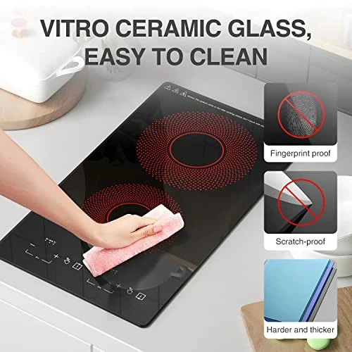 Outlet ๐ ANHANE Electric Cooktop 2000W Electric Burner Stove Top,110v Double Induction Cooktop Built-in Electric Hot Plates Burners For Cooking,9 Heating Level,20 Temperature Ajustement,Timer & Kid Safety Lock โญ - Image 6