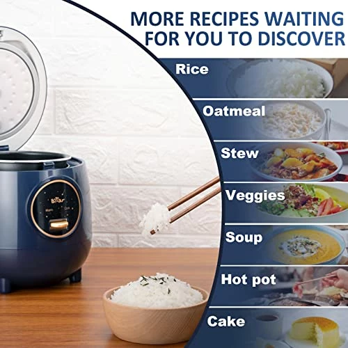 Budget π€© Bar BEAR Rice Cooker 2 Cups Uncooked(4Cups Cooked), Small Rice Cooker Steamer With Removable Nonstick Pot, One Touch&Keep Warm Function, Mini Rice Cooker For Soup Stew Grain Oatmeal Veggie, Blue π - Image 2