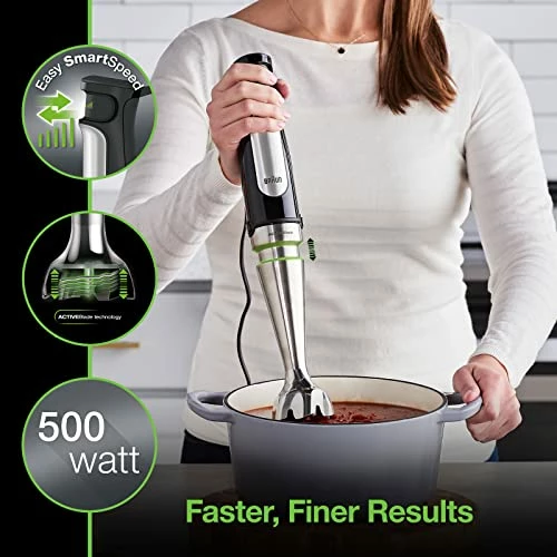Best Sale 👏 Braun MQ7035X 3-in-1 Immersion Hand, Powerful 500W Stainless Steel Stick Blender Variable Speed + 2-Cup Food Processor, Whisk, Beaker, Faster, Finer Blending, MultiQuick 🥰 - Image 2