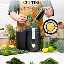 Hot Sale 😉 GDOR Juicer With Titanium Enhanced Cut Disc, Dual Speeds Centrifugal Extractor Machines With 2.5" Feed Chute, For Fruits And Veggies, Anti-Drip, Includes Cleaning Brush, BPA-Free, Black 🥰