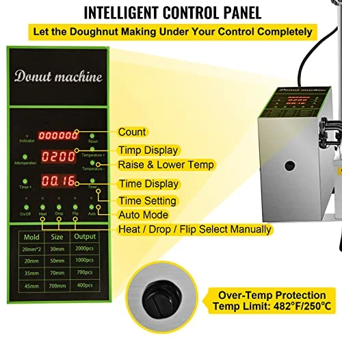 Cheap โ๏ธ VEVOR 110V Commercial Automatic Donut Making Machine, Single Row Auto Doughnut Maker, 7L Hopper Donut Maker With 3 Sizes Molds, Doughnut Fryer, 304 Stainless Steel Auto Donut ๐ - Image 3