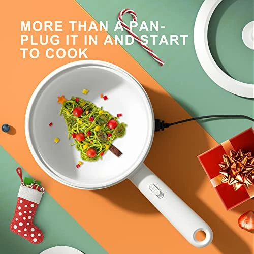 Budget ๐ฅฐ Pan Electric, Non-Stick Hot Pot Electric With Strainer, YOKEKON 2.64 Quart Large Cooking Pan For Omelet, Soup, Fondue, Pasta, Steak, Perfect For Dorm And Camping, Steamer, White ๐ฏ - Image 2