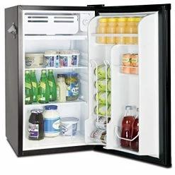 New ✨ FRIGIDAIRE EFR376-BLACK 3.1 Cu Ft Black Retro Bar Fridge With Side Bottle Open 🎁