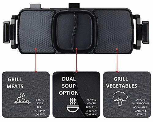 Discount π₯ Soup N Grill V2 Hotpot Grill Combo, Indoor Korean BBQ, Shabu Shabu Electric Hot Pot With Divider, Portable With Free Strainer Scoops, Extra Long Chopsticks, Tongs, Cloths, Smokeless π€© - Image 4
