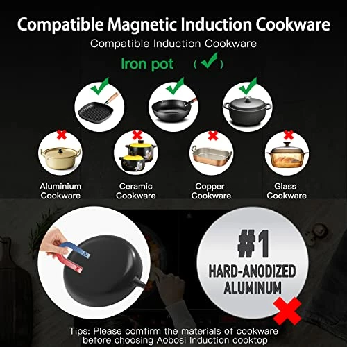 Deals ❤️ Aobosi Portable Induction Burner Cooktop 1800w Fast Efficient Cooking,Digital Sensor Touch LED Screen Countertop Burner,Electric Stove Cooker Black Crystal Glass Surface 9 Power 10 Temperature Setting With Locking Function 👏