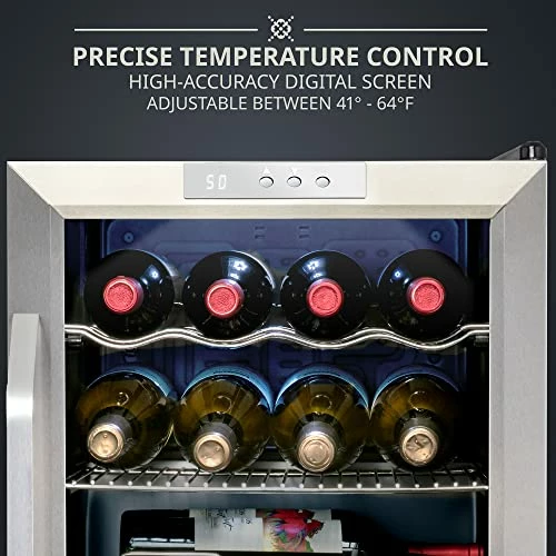 Cheapest β Ivation 12 Bottle Compressor Wine Cooler Refrigerator W/Lock | Large Freestanding Wine Cellar For Red, White, Champagne Or Sparkling Wine | 41f-64f Digital Temperature Control Fridge Stainless Steel β€οΈ - Image 2