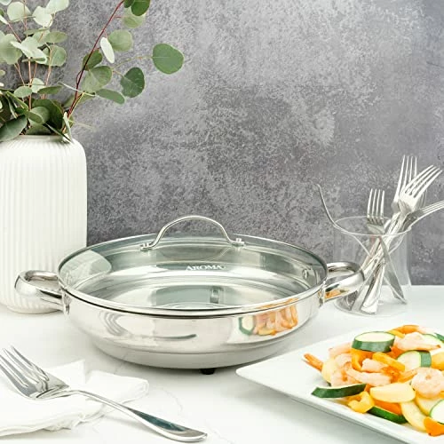 Budget π Aroma Housewares AFP-1600S Gourmet Series Stainless Steel Electric Skillet 11.8 Inches π - Image 4
