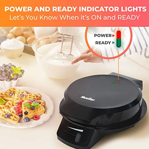 Outlet 🛒 Mueller Home Mueller Heart Waffle Maker, 5 Belgian Waffle Iron, Adjustable Browning Control, Cool Touch Handle, Compact And Easy To Clean, Great 🎄 Christmas Gift 🌟 - Image 3