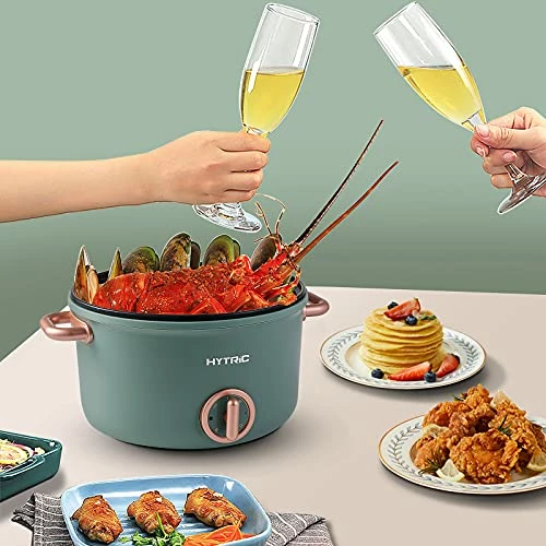 Brand new ๐ Hytric Electric Hot Pot, 2.5L Portable Electric Skillet With Nonstick ๐งฅ Coating, Dual Power Control Multi-Function Electric Cooker For Stir Fry, Steak, Noodles, Ramen Cooker For Dorm And Office, Green ๐งจ - Image 2