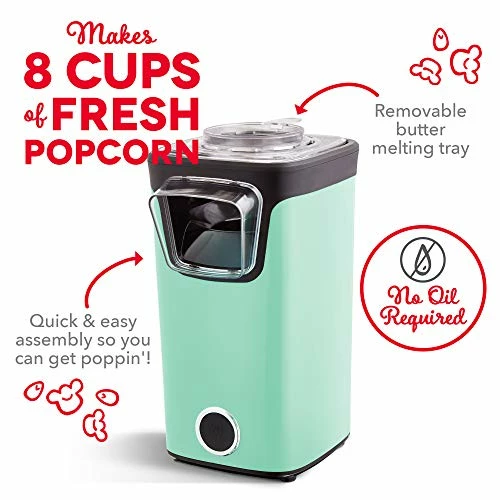 New 🛒 DASH Turbo POP Popcorn Maker With Measuring Cup To Portion Popping Corn Kernels + Melt Butter, 8 Cup Popcorn Machine - Aqua ⭐ - Image 4