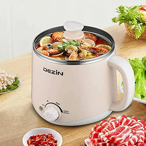 Flash Sale ๐ Dezin Electric Hot Pot, Rapid Noodles Cooker, Stainless Steel Mini Pot Perfect For Ramen, Egg, Pasta, Dumplings, Soup, Porridge, Oatmeal With Power Adjustment And Keep Warm Feature, 1.6L, Beige ๐ - Image 3