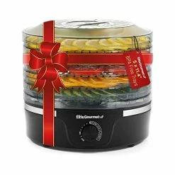 Wholesale 🥰 Elite Gourmet EFD319 Food Dehydrator, 5 BPA-Free 11.4" Trays Adjustable Temperature Controls, Jerky, Herbs, Fruit, Veggies, Dried Snacks, Black ❤️